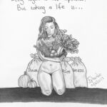 sketch of a naked woman holding produce in her arms with the title being vegan is not expensive. But taking a life is